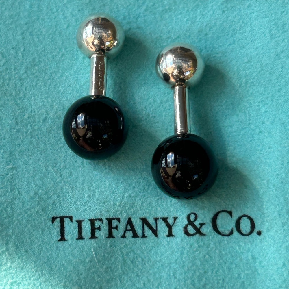 Tiffany & Co. Sterling Silver and Onyx Cufflinks